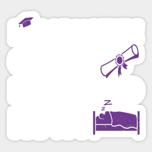 I Graduated Can I Go Back to Bed Now, Purple Graphics Funny Graduation Sticker